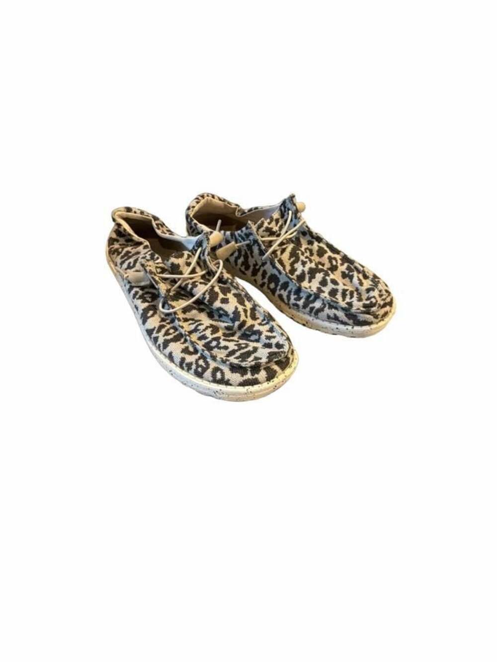 Hey Dude Wendy Woven Cheetah Grey Casual Shoes Size 10